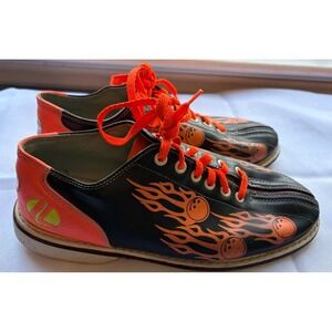 Linds Bowling Shoes Mens 7/8 Glow Flames World Impex Leather Rental Neon *RARE